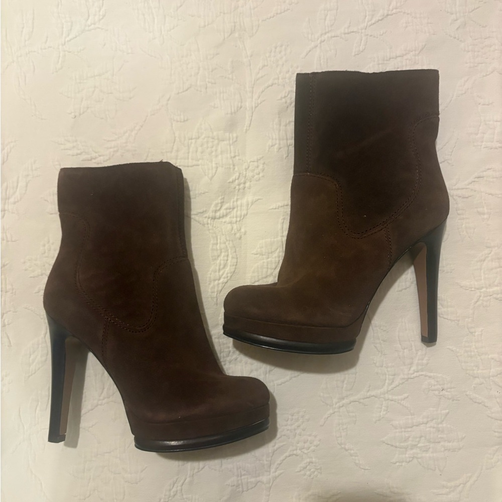 Nine West Dark Brown Heeled Platform Boots
